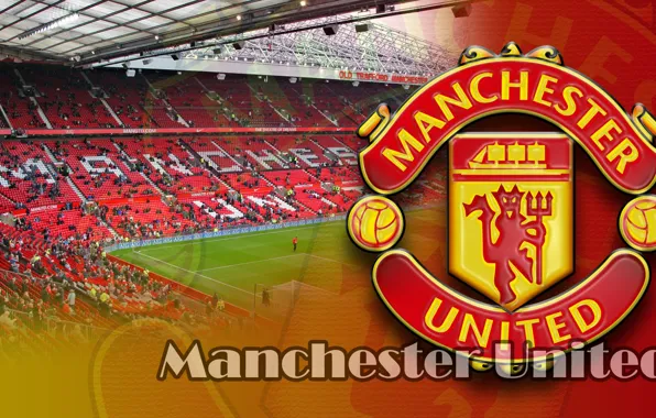 Wallpaper, sport, logo, stadium, football, England, Manchester United, Old Trafford