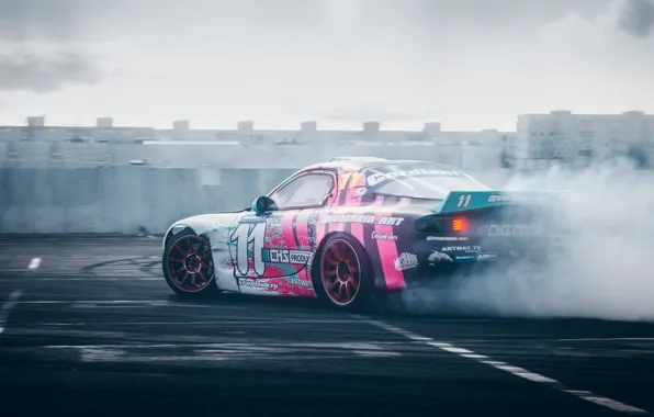 Дым, дрифт, Mazda, drift, RX-7, 2019, by RaY29rus