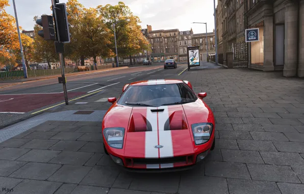 Картинка red, game, ford, road, street, ford gt, forza, afternoon
