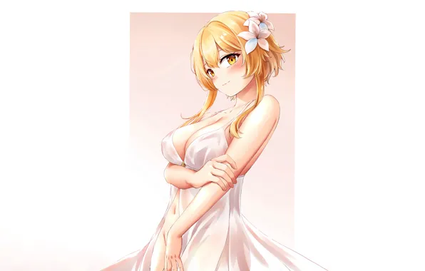Girl, sexy, cleavage, dress, boobs, anime, beautiful, short hair