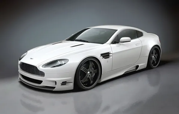Белый, отражение, Aston Martin, тюнинг