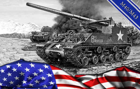 Картинка американская, САУ, World of tanks, WoT, мир танков, самоходная артиллерийская установка, m40/m43