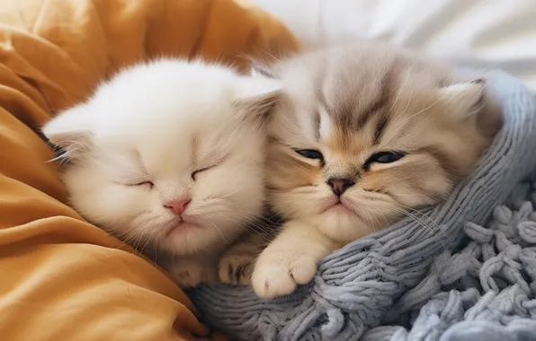 Кошка, поза, котенок, котята, малыши, парочка, два котенка, мордашки