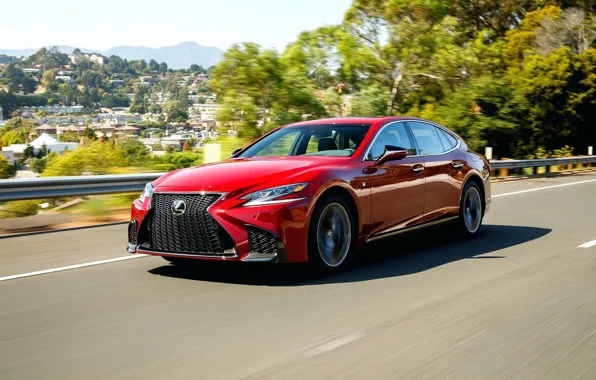 Дорога, красный, скорость, Lexus, Лексус, sport, red, сбоку