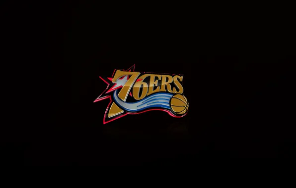 Черный, Баскетбол, Фон, Логотип, Филадельфия, NBA, Philadelphia Seventy Sixers, Семьдесят Шесть Очков