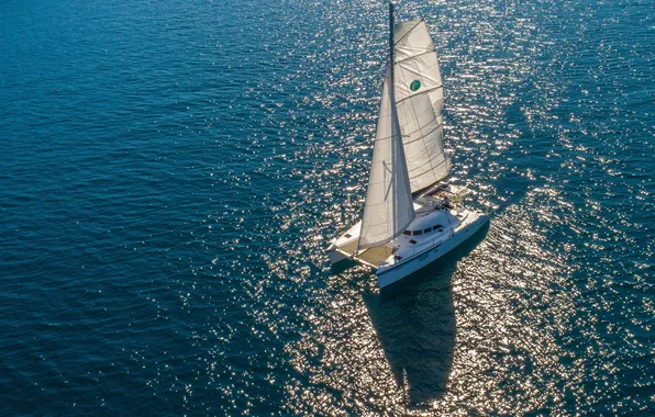Море, путь, движение, океан, ветер, корабль, яхта, паруса