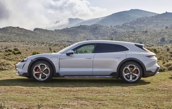 Облака, горы, природа, Porsche, универсал, Cross Turismo, 2021, Тайкан