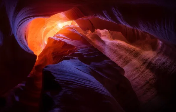 Картинка свет, природа, скалы, текстура, США, каньон Антилопы