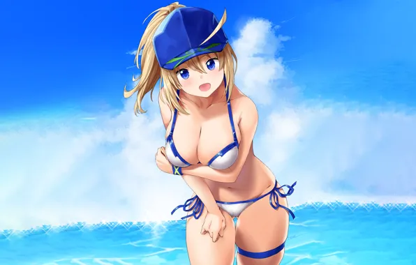 Girl, sexy, boobs, anime, beautiful, pretty, erotic, blonde