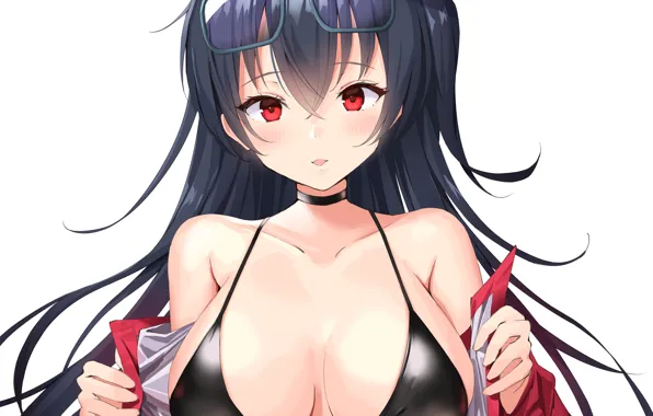 Girl, sexy, long hair, boobs, anime, beautiful, pretty, brunette
