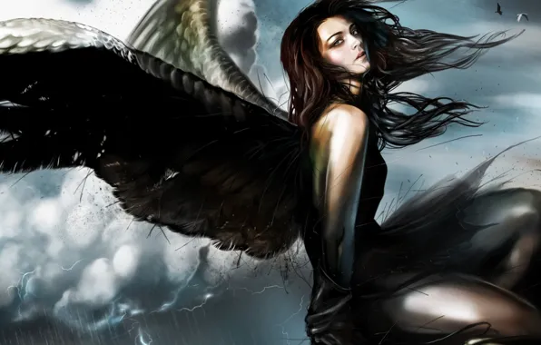 Девушка, фантастика, крылья, ангел, fantasy