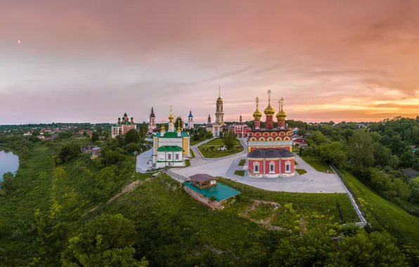 Пейзаж, город, река, монастыри, Илья Гарбузов, Белёв