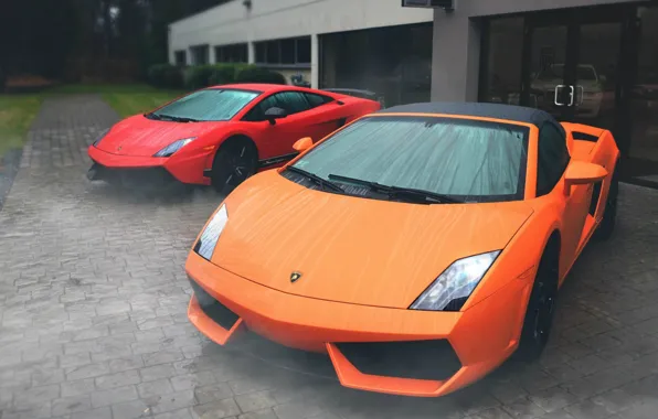 Дождь, gallardo, lamborghini, ламборгини