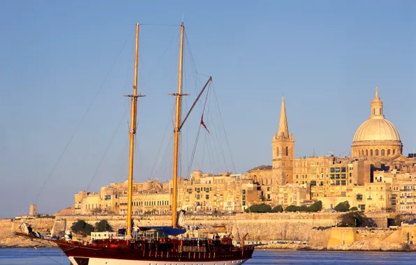Море, старина, берег, корабль, остров, Мальта