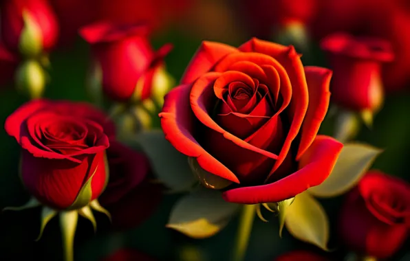Розы, нейросеть, красные