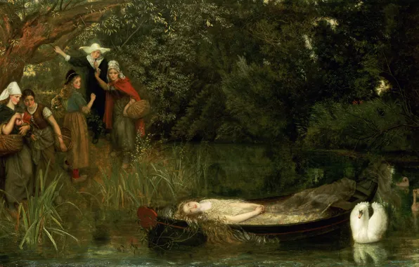 Лебедь, Arthur Hughes, Леди Шалот, 1872-1873