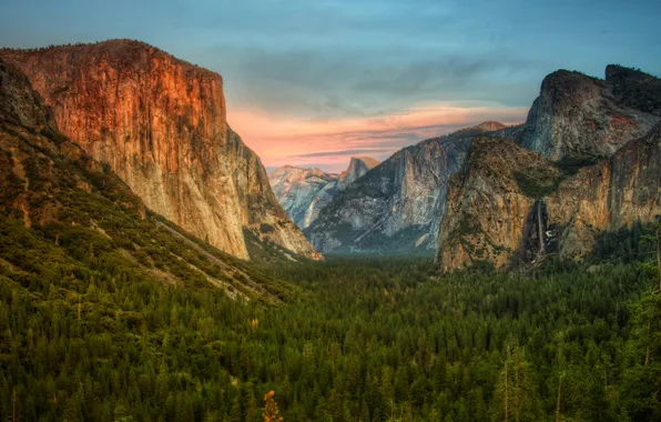 Горы, парк, Америка, леса, Yosemite, национальный, йосемит