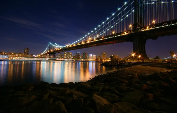 Картинка Bridge, Night, Manhattan