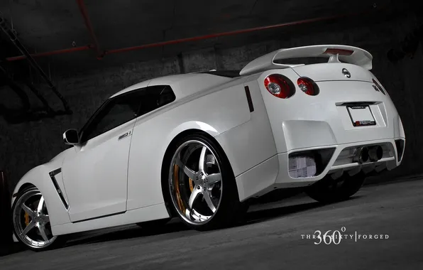 Белый, Nissan, white, GT-R, ниссан, 360 three sixty forged