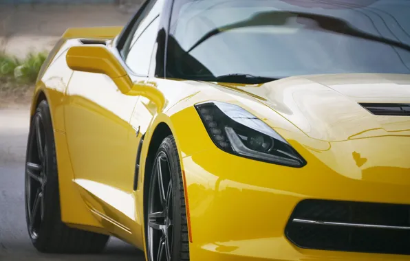 Желтый, дизайн, передок, Corvette Chevrolet
