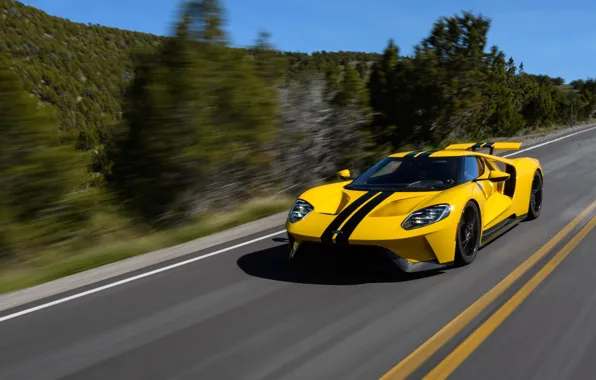 Картинка car, Ford, Ford GT, yellow, race, speed, fast