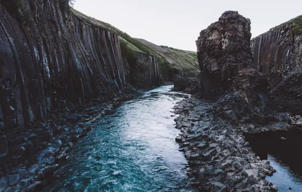 Природа, река, Исландия, Stuðlagil Canyon