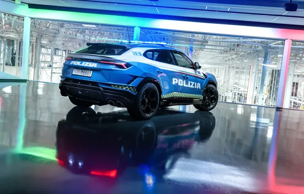 Lamborghini, Urus, rear view, Lamborghini Urus Performante Polizia