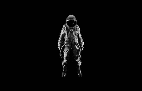 Фон, черный, минимализм, скафандр, black, астронавт, helmets, astronauts