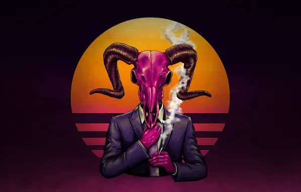 Музыка, Стиль, Костюм, Фон, Рога, Style, Illustration, Дьявол