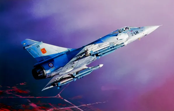 Картинка war, art, painting, aviation, jet, Dassault-Breguet Mirage 2000