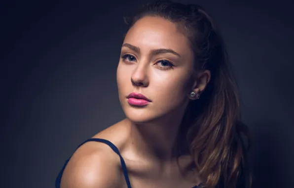 Girl, lips, hair, direct gaze