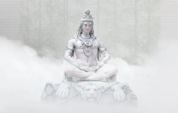 White, Statue, Shiva, White Background