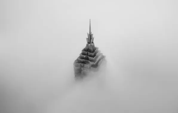 Картинка туман, Китай, Шанхай, Jin Mao Tower