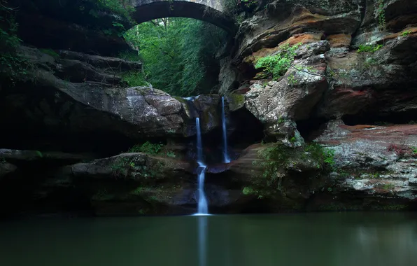 Лес, вода, природа, растительность, верхний водопад - старые пещеры