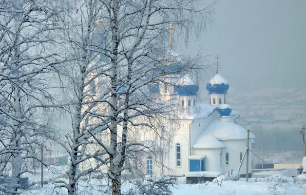 Картинка зима, снег, Церковь