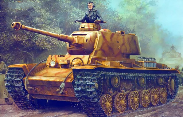 Рисунок, Германия, арт, Тяжелый танк, Клим Ворошилов, 756(r), Pz.Kpfw. KV-1B, 75-мм KwK40 L48