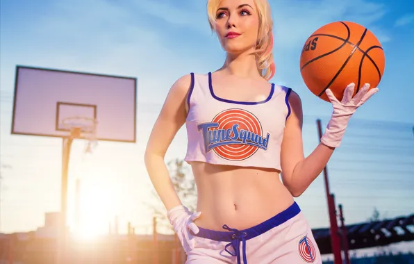 Картинка улыбка, мяч, баскетбол, косплей, Lola Bunny, очаровательная блондинка