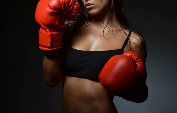 Hot, sexy, woman, boxing, boxing gloves
