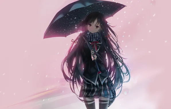 Девушка, зонт, Yukino Yukinoshita, Oregairu, Розовая Пора Моей Школьной Жизни Сплошной Обман