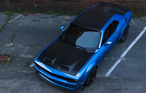 Dodge, Challenger, вид сверху, Hellcat, SRT, Widebody, 2019, Redeye