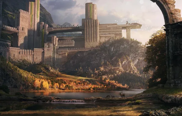 Олени, древний храм, Dylan Pierpont, Ancient Walled Temple