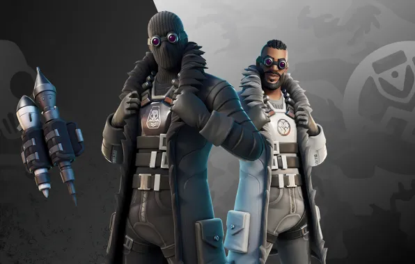 Оружие, маска, очки, парни, двое, Fortnite