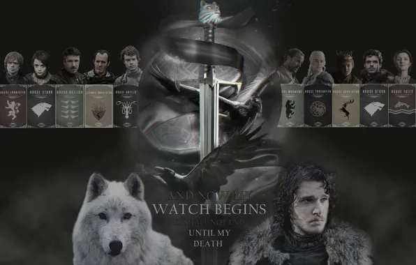 Sword, crow, lion, ken, wolf, dragon, A Song of Ice and Fire, Game of Thrones