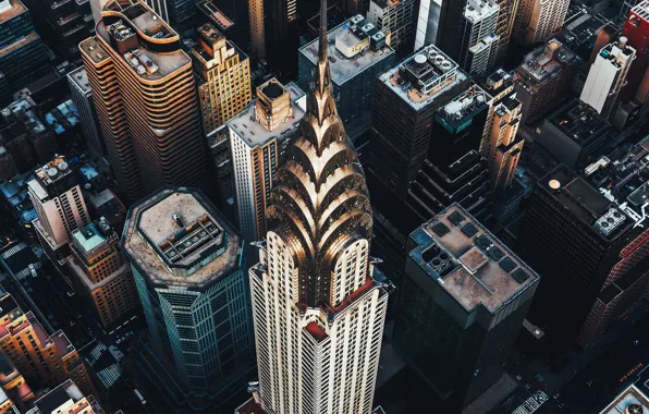 Картинка город, небоскреб, США, Манхэттен, Крайслер-билдинг