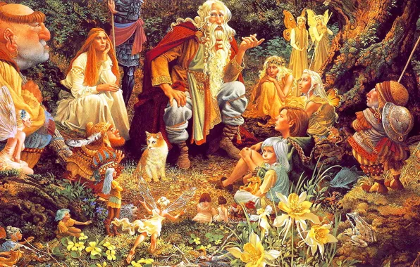 Поляна, сказка, картина, совет, lrs Christensen, собрание в лесу