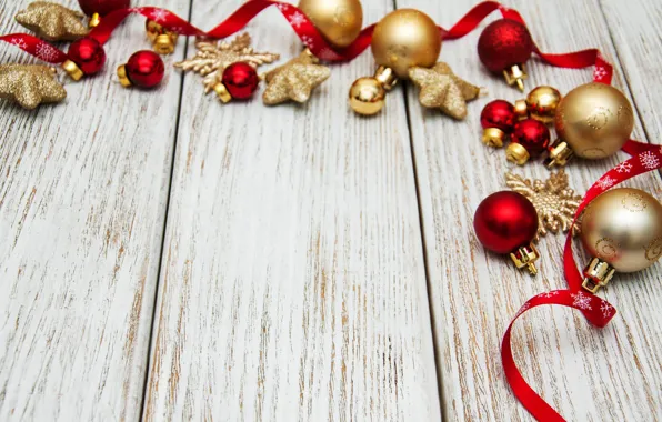 Картинка украшения, шары, Новый Год, Рождество, лента, christmas, balls, wood