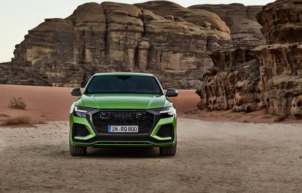 Audi, пустыня, вид спереди, кроссовер, 2020, RS Q8