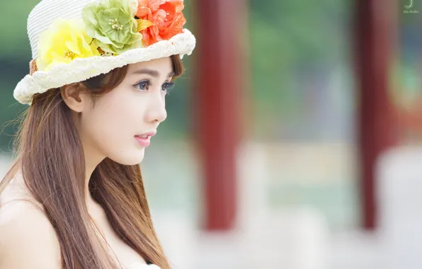Girl, love, eyes, Flower hat