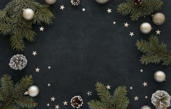 Украшения, шары, Рождество, Новый год, christmas, balls, шишки, wood