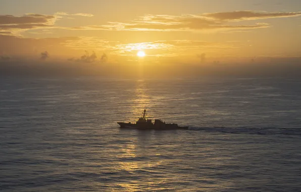 Картинка закат, оружие, корабль, PHILIPPINE SEA, USS Michael Murphy (DDG 112), guided-missile destroyer